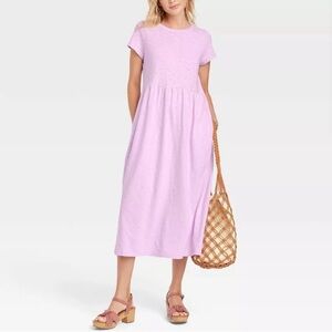 Universal Thread Short Sleeve Lilac Side Pockets Midi Dress Size Medium